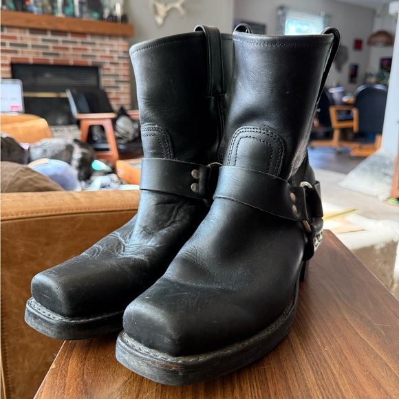 Frye Black Leather Harness Boots - Picture 2 of 5